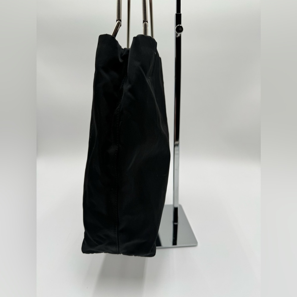 Prada - Authentic - Black Canvas & Leather Shoulder Bag with Metal Handles - Picture 3 of 16